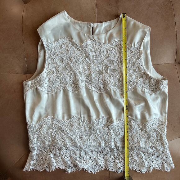 Silk Lace Blouse Vintage 90s Sleeveless Romantic Bridal Victorian Top M - Picture 10 of 10